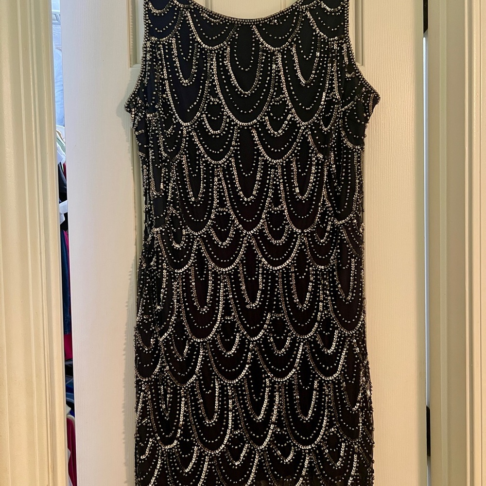 Pisarro Nights Black Beaded Mini Cocktail Dress